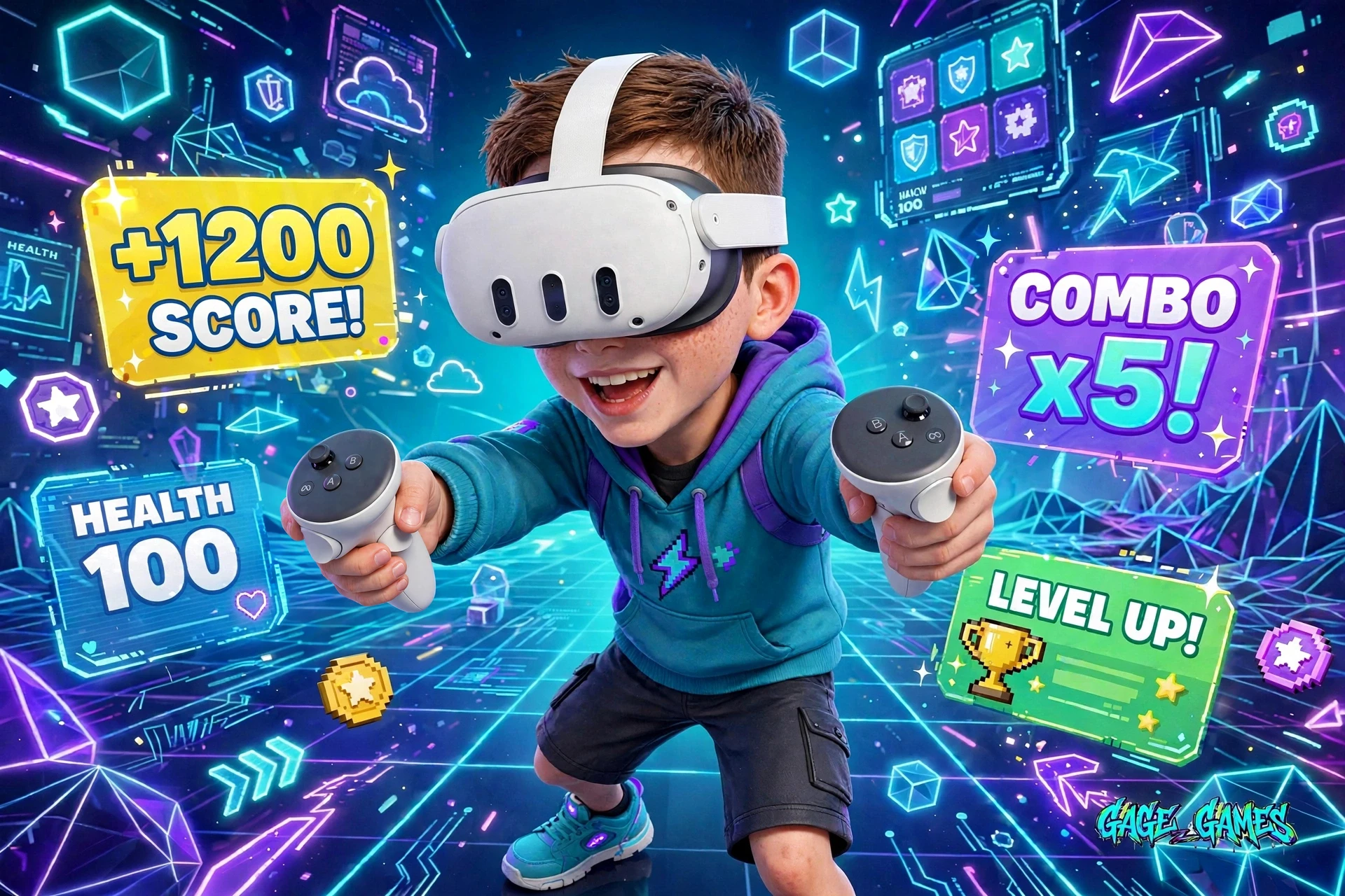 Gage playing in VR with his Meta Quest 3