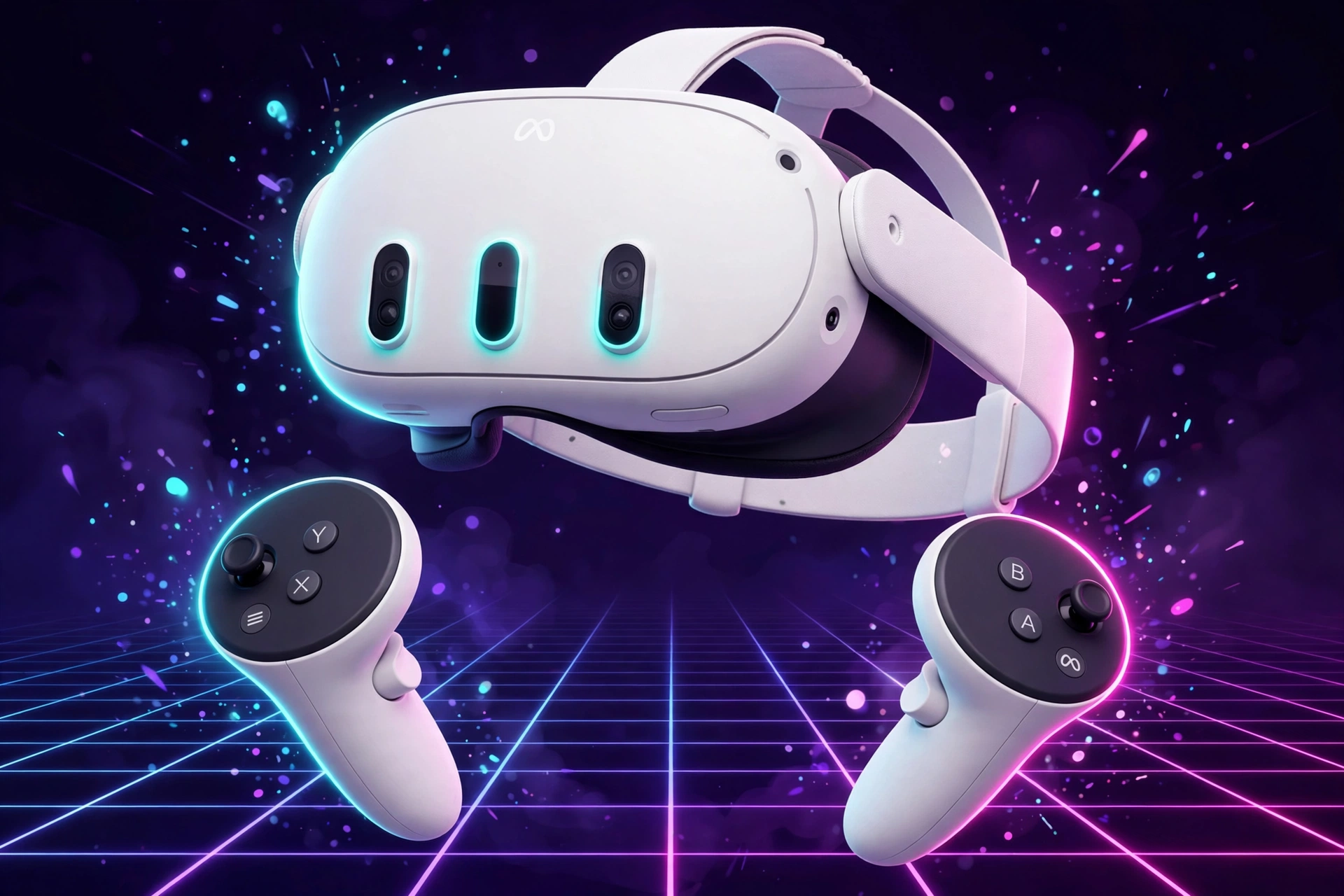 Meta Quest 3 headset with Touch Plus controllers